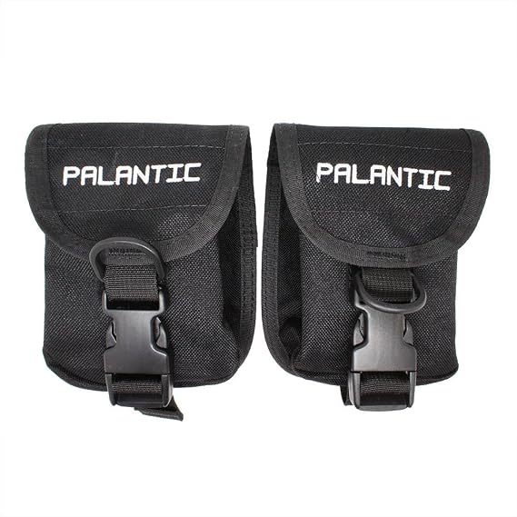Palantic Scuba Diving Trim Weight Pockets with QR Buckles (1 Pair) Adjustable for Tank or Waist Belt, 5lb Capacity, Black, Cordura Fabric for Optimal Weight Distribution & in-Water Stability