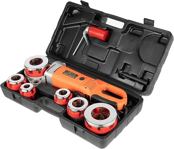 Electric Pipe Threader 2300W, 1/2" to 2" Power Threading Machine with 6 Dies, 110V Portable Pipe Threader for Galvanized Iron Steel Pipe, Professional Tool with Carrying Case (1/2" to 2")