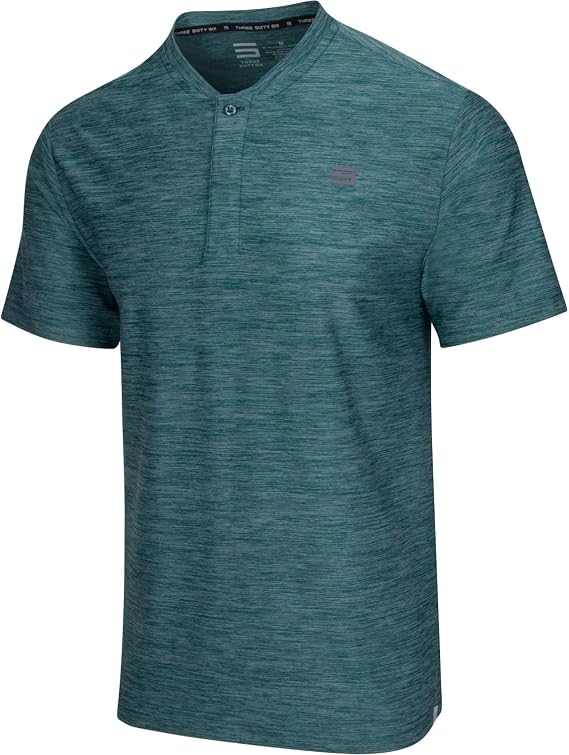 Three Sixty Six Collarless Golf Shirts for Men - Quick Dry Short Sleeve T-Shirt with 4-Way Stretch Fabric & UPF 30