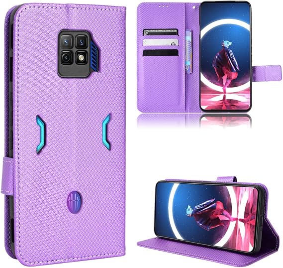 Case for ZTE Nubia Red Magic 7S Pro Leather Case Cover,PU Leather flip Cover Case for ZTE Nubia Red Magic 7S Pro 5G Case Cover Purple