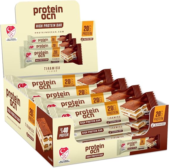 Proteinocean Protein Bar, Tiramisu Aromalı, 50 gr x 12 adet