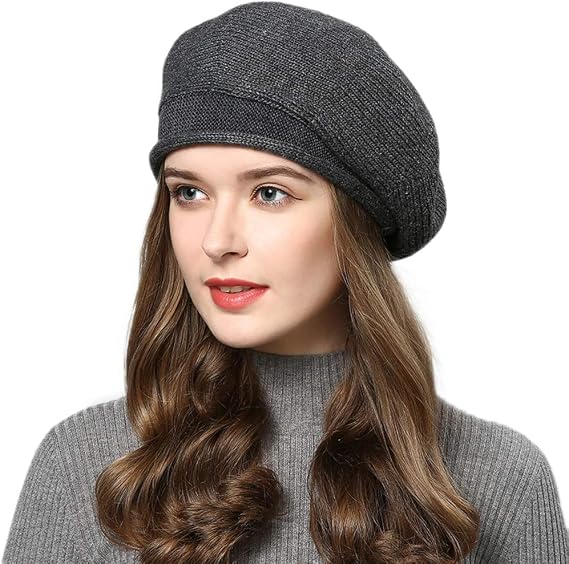 French Style Beret Hat for Women Winter Fall Knit Artist Hats Classic Solid Color Beanie Hat