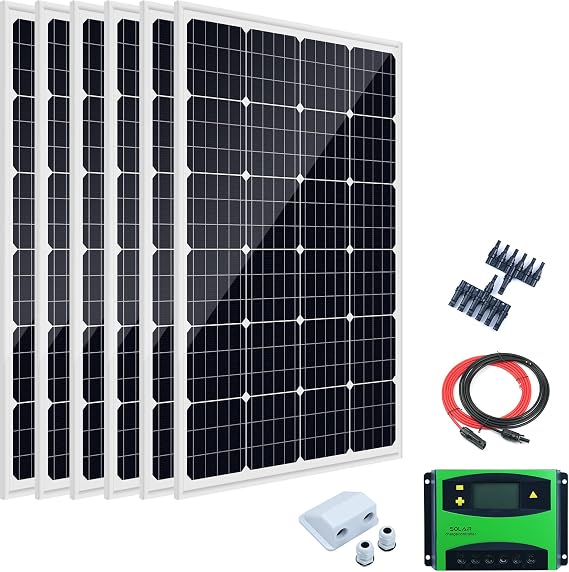 720W Solar Panel kit Off Grid with 6 pcs 120W Rigid Glass monocrystalline Solar Panels + 60A Solar Controller + Accessories Needed for RV,Cabins,Travel Trailer