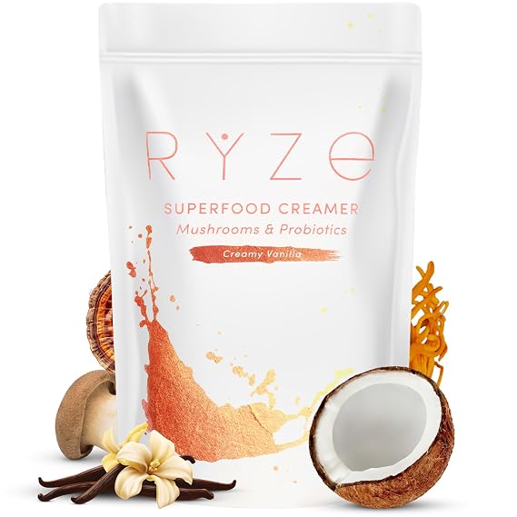 RYZE Mushroom Coffee Creamer with Probiotics & 6 Mushrooms, 30 Servings
