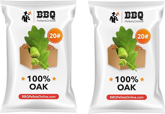 BBQPelletsOnline 100% Oak All Natural Amish-Made BBQ Pellets - 40 Pounds Perfect for Pellet Smokers, Any Outdoor Grill or Pizza Oven | Hot and Strong Smokey Flavor