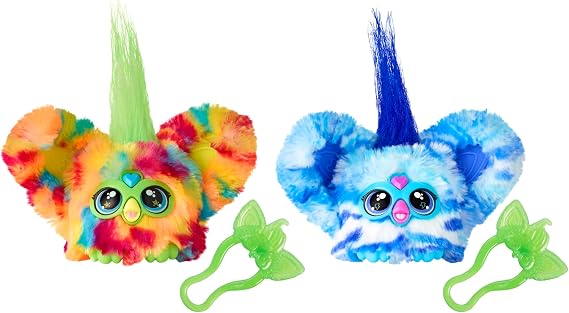 Furby Furblets 2-Pack, Mini Friends Pix-Elle & Ooh-Koo, 45+ Sounds Each, Music & Furbish Phrases, Electronic Plush Toys, Multicolor & Blue/White, Ages 6+