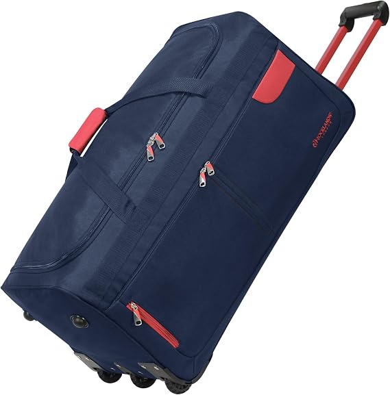Rocklands® Lightweight Luggage Rolling Holdall Suitcase Wheeled Duffle Bag Cargo Sport Travel Bag RL501 (Navy/Red, Large - 32" (H84 x L42 x W40 cm))