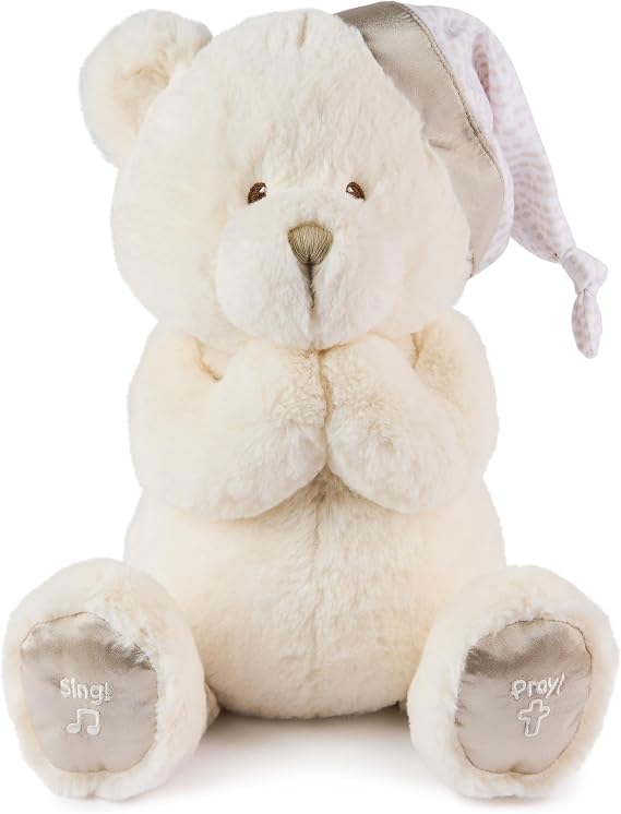 GUND Animated Goodnight Prayer Bear, Spiritual Plush Teddy Bear, Sensory Toy Stuffed Animal for Ages 0 and Up, Cream, 11"