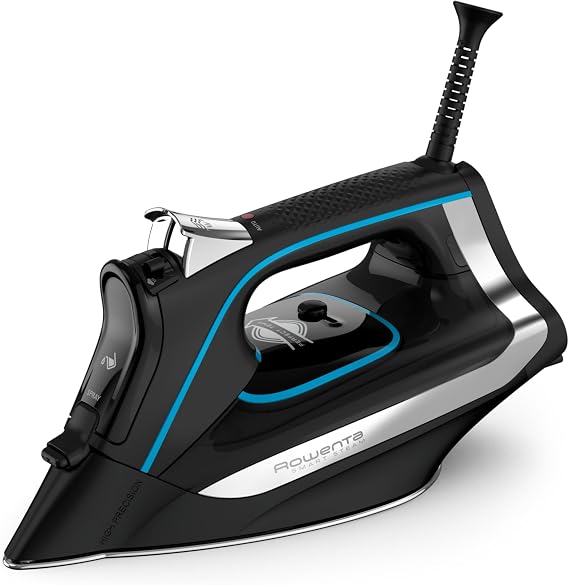 Rowenta, Iron, Smart Temp Stainless Steel Soleplate Steam Iron for Clothes, 380 Microsteam Holes, 1725 Watts Ironing, Auto-Off, Fabric Steamer, Black Clothes Iron, DW3261, Black