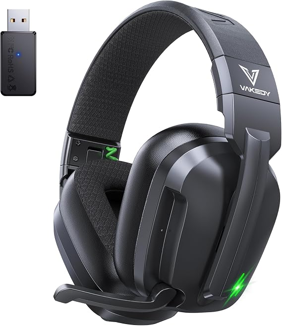 Vakedy Wireless Gaming Headset for PS5,PS4,PC,Switch, 2.4GHz USB & BT 5.4