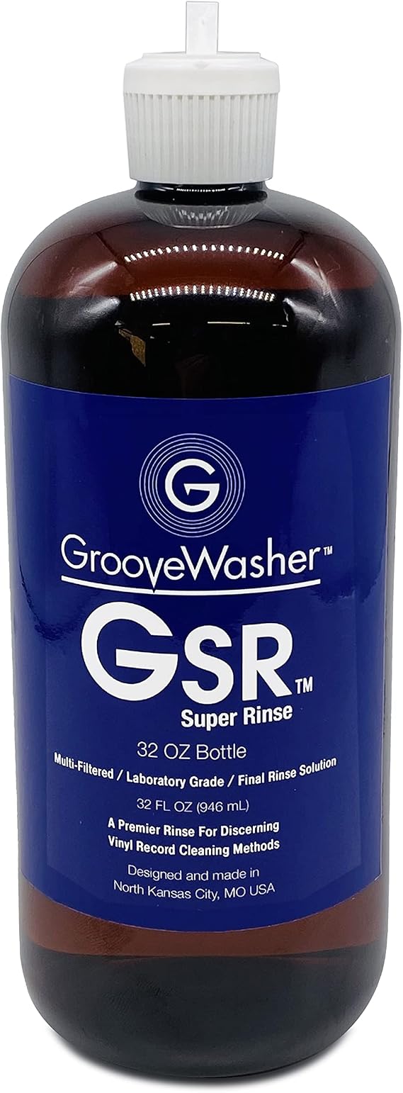 GrooveWasher GSR Super Rinse, 32oz - Lab-Grade Rinse for G3 Record Cleaning Fluid, Remove Residual Cleaner, Dirt and Debris for Opitmal Sound, Record Cleaning Machine Compatible