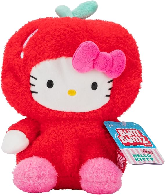 BumBumz 7.5-inch Hello Kitty FruitBumz Plush - Sanrio Hello Kitty Dressed as an Apple Collectible Toy - from The Makers of Original Squishmallows