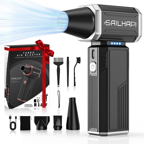 Powerful Air Duster, Rechargeable Blower, Turbo Fan, Barber Gifts