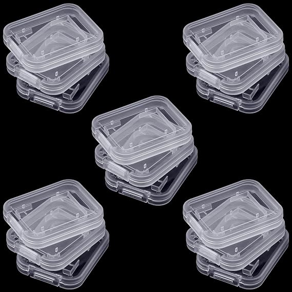 15Pcs SD/SDHC Memory Card Case Holder, Standard SD Plastic Storage Boxes, Clear Compact