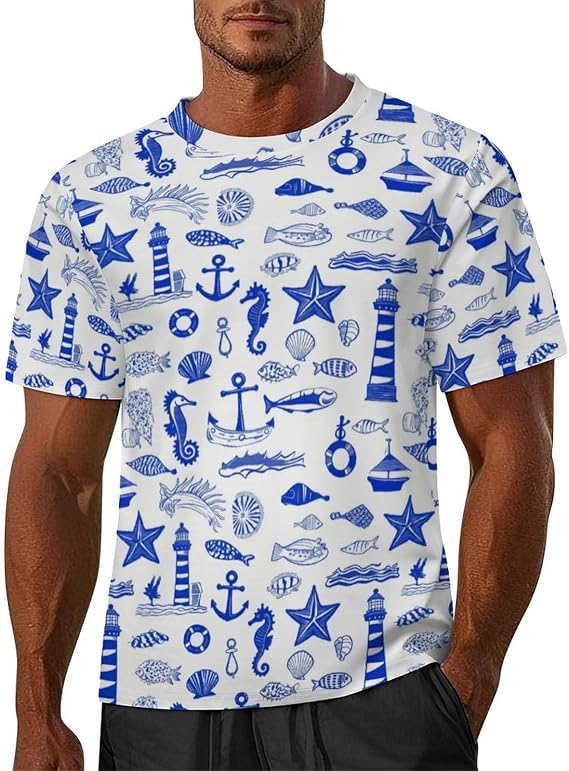 Men's All Over Print T-Shirt Graphic Tee Soft Short Sleeve Tops