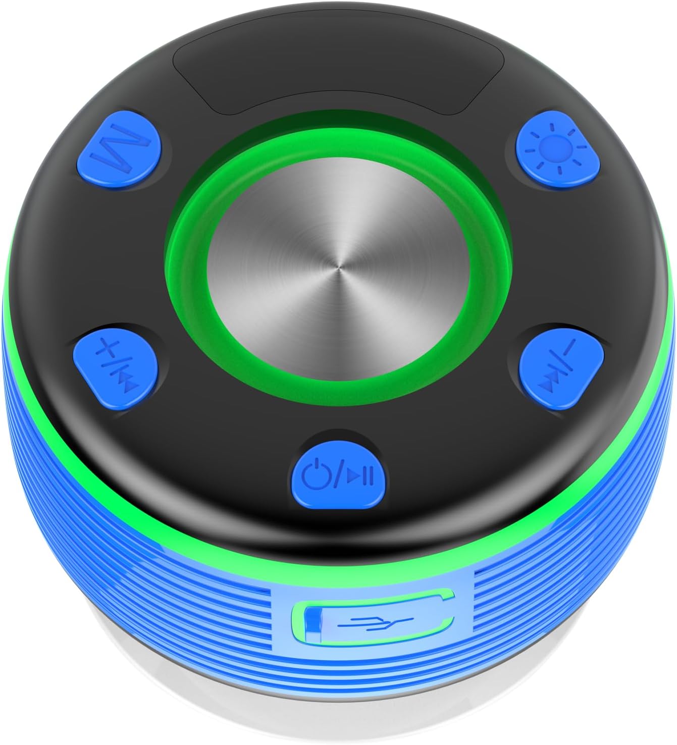 OYIB Bluetooth Shower Speaker, Portable Bluetooth Speaker 360° HD Sound, RGB Lights, FM Radio, IPX7 Waterproof Shower Radio with Suction Cup for PartyOutdoorTravelGifts Deep Blue