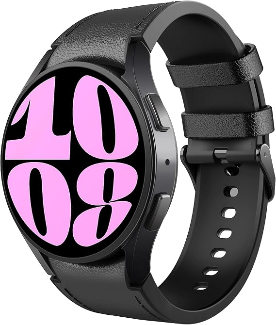 TiMOVO Leather Hybrid Band Compatible with Galaxy Watch 7 6 5 4 40/44mm