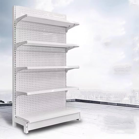 5 Shelves Retail Gondola Shelving Display Rack - Single-Sided Supermarket Shelves for Grocery, Convenience Stores, Liquor Stores, Office Supply