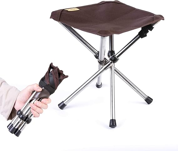 KVASS Camping Chair Foldable Outdoor Stool (Brown)