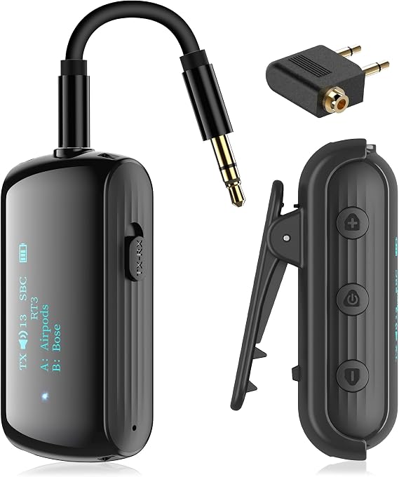 Bluetooth 5.2 Transmitter Receiver for 2 AirPods/Headphones