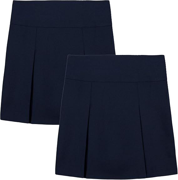 Dockers Girls' School Uniform Pull-on Pleated Scooter Skort, 2-Pack