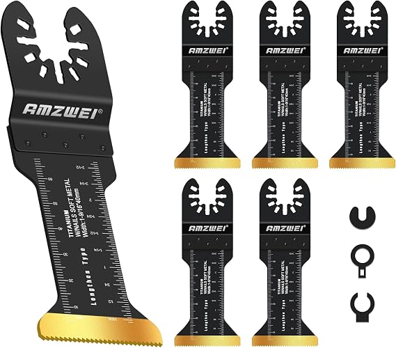 6PCS Multi Tool Blade, Extra Long Multitool Blades for Metal & Wood Cutting