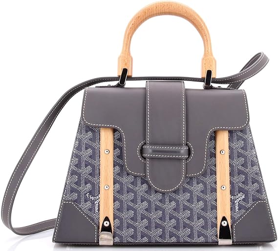 Pre-Loved Saigon Top Handle Bag Coated Canvas with Leather PM, Gray