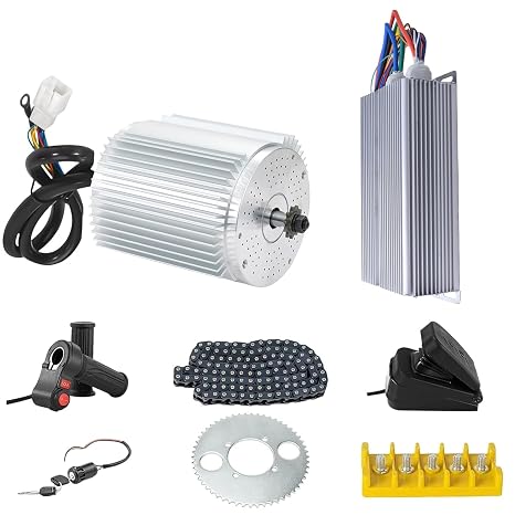 Brushless DC Motor Kit 3000W 72V with 50A Brushless Controller,Pedal,Chain