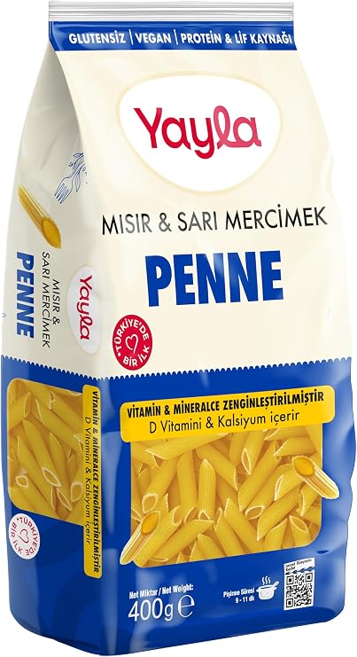 Yayla Sarı Mercimek Mısır Penne Poşet 400 Gr