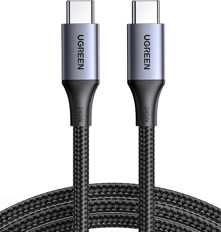 UGREEN 240W USB C to USB C Cable, Fast Charging Cable, 3.3ft, Black | For iPhone 17/16/15, MacBook Pro/Air, iPad Pro/Air/Mini, Galaxy S26/S25/S24, Dell XPS, Pixel, Switch, and more. Nylon Braided