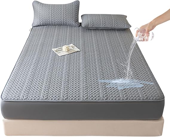 ZIQINPSQ Waterproof Mattress Protector,King Waterproof Mattress Cover,King Mattress Protector, Breathable and Skin Friendly King Bed Cover for 15" Deep Pocket (Dark Gray, King)