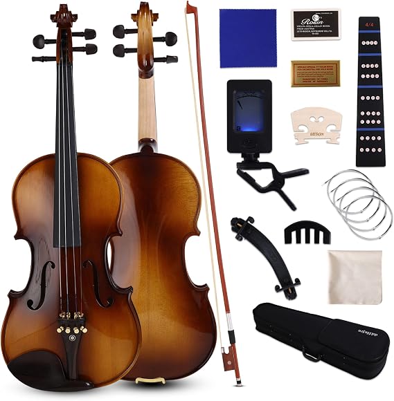 Violin 4/4 Full Set,Acoustic Solid Violin For Beginners