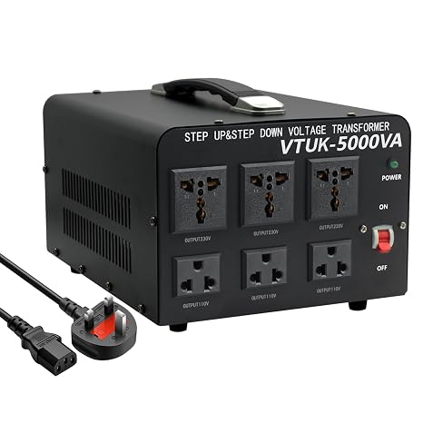 Cantonape 5000W Heavy Duty Voltage Transformer, Step Up/Step Down Voltage Transformer Converter, 5000W US to UK voltage converter 220V to 110V, Using US/JP Appliances in UK