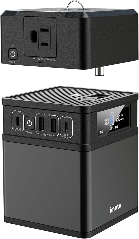 imuto 110V AC Converter 200W-14002 (Cannot Used Alone, Need Match 14001 Mini Solar Power Station 138.3WH for Home Camping Laptop TV Refrigerator)