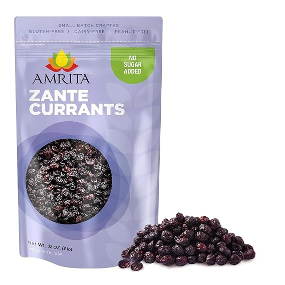 Amrita Zante Currants 2 lb, No Added Sugar Dried Black Currants, Non-GMO