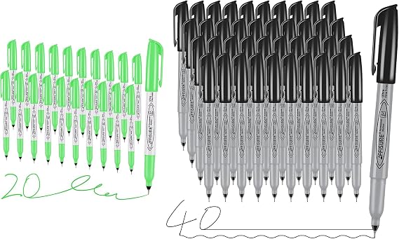 Green Ultra Fine and Permanent Markers, Ultra Fine Point,Black