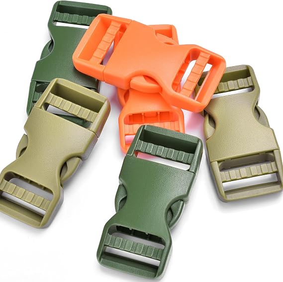 CooBigo 1" Quick Side Release Buckles, 6Pcs Mixed Plastic, Fit 1 inch Wide Nylon Strap Webbing, Backpack Parachute Replacement, Heavy Duty Dual Adjustable No Sew