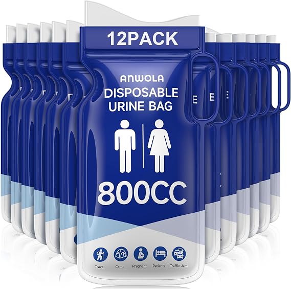 Portable Urinal for Men,Disposable Urine Bags with Handle,Emergency Toilet Pee Bags,Vomit Bag Travel Urinals for Men,Women,Pregnant,Patient,Kids,Travel,Car,Camping,Hiking