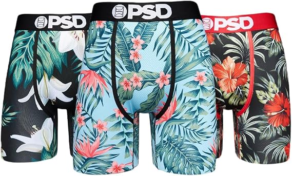 PSD Mens Underwear Tropical Graphic Print Boxer Briefs, Packs & Singles