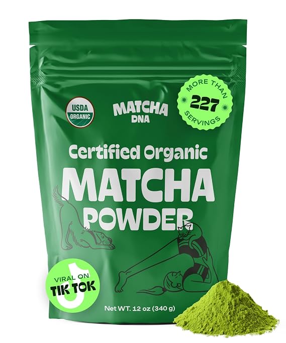 Matcha DNA Certified Organic Matcha Powder, 12 oz Bag, Green Tea for Lattes