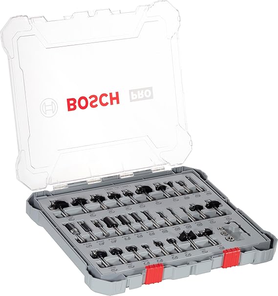 Bosch 30-piece milling set mixed (for wood, top milling accessory with 8 mm shaft)
