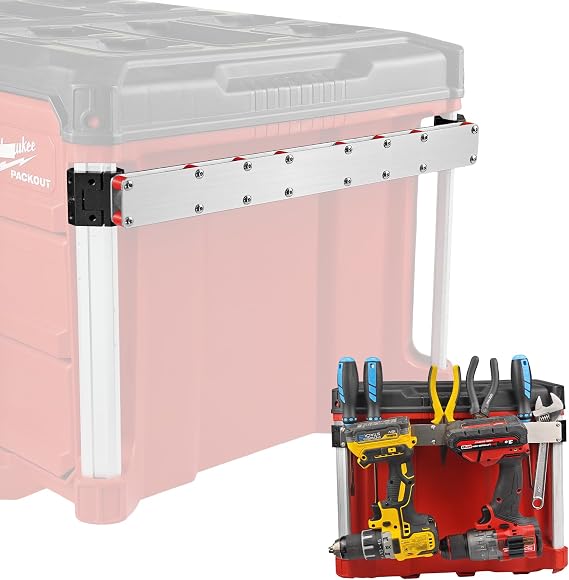 Power Drill Holder Fits for Milwaukee Packout Toolbox,Tape Measure Tool holder,Hanging Screwdrivers, Wrenches on The Side for Packout Toolbox Organizer