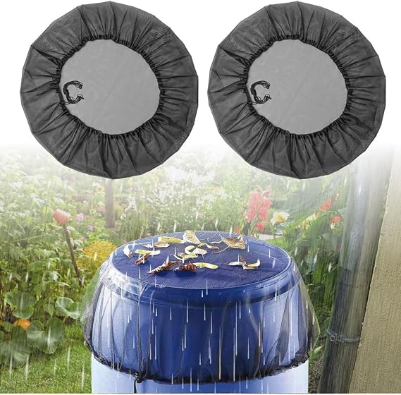 4 Pcs Rain Barrel Mesh Covers, 37.4 Water Collection Screen Protector with Drawstring for Rain Harvesting, Ideal for Gardens, Lawns, Patios, and Decks