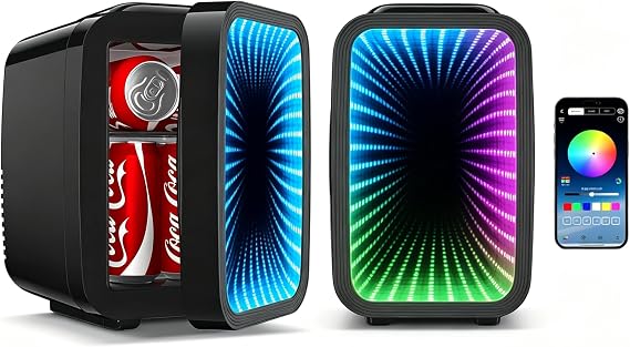 BEICHEN Mini Fridge,mini fridge for bedroom,Gaming room and office Lighting With APP Control