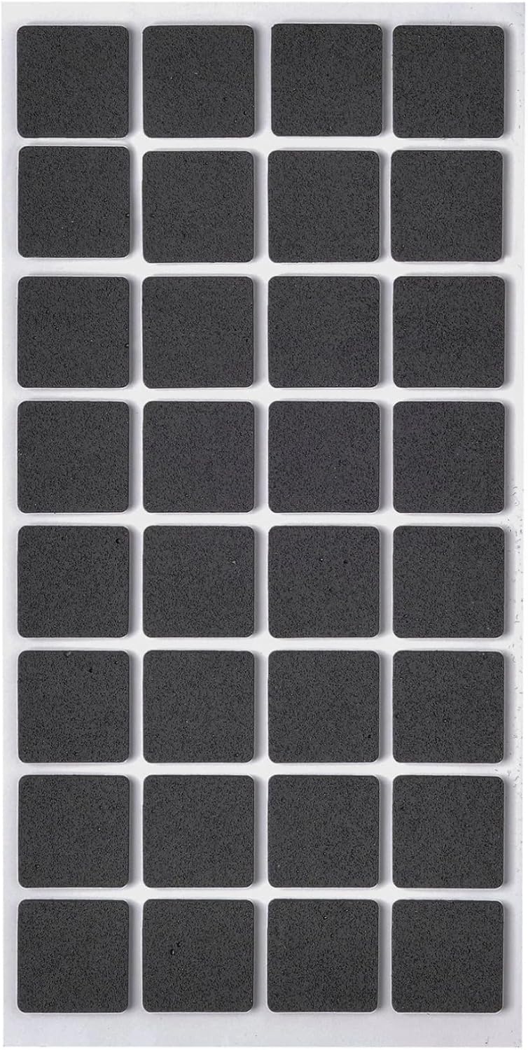 Siyah Keçe 32 Adet 2,5 X 2,5 Cm Kare Yapışkanlı Sandalye, Masa, Koltuk Altı Parke Koruma Keçesi