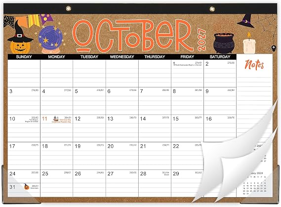 2027 Desk Calendar, Desk Calendar 2027, 17" x 12", Brown