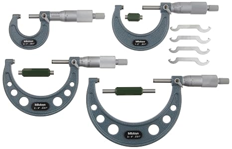 Mitutoyo 103-930 Outside Micrometer Set, 0.001" Resolution, 0-4" Range, 4 Pieces