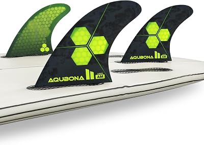 AQUBONA Honeycomb Fiberglass Performance Surfboard Fins Twin,Thruster 3 Fins or Quad Single Tab or Dual Tab Size with Fin Bag，Key