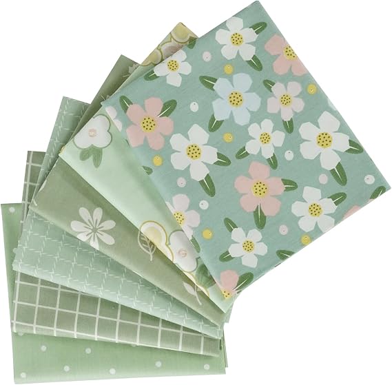 6pcs Cotton Craft Fabric Bundle Squares Fat Quarters Quilting Fabric 18" x 22" for Sewing Crafting Patchwork DIY Scrapbooking (Green)