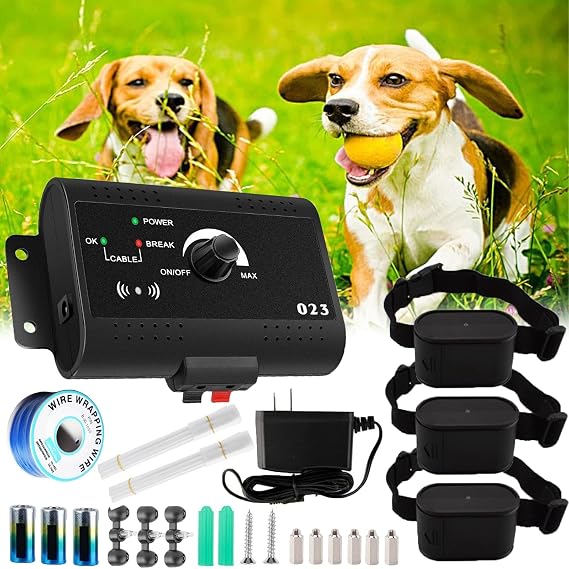 Underground Electric Dog Fence,Aboveground Pet Dog Containment System,Rechargeable Waterproof Collar Receiver Safe Effective,with Shock/Tone Correction,for 1 2 3 Dogs,for3dogs